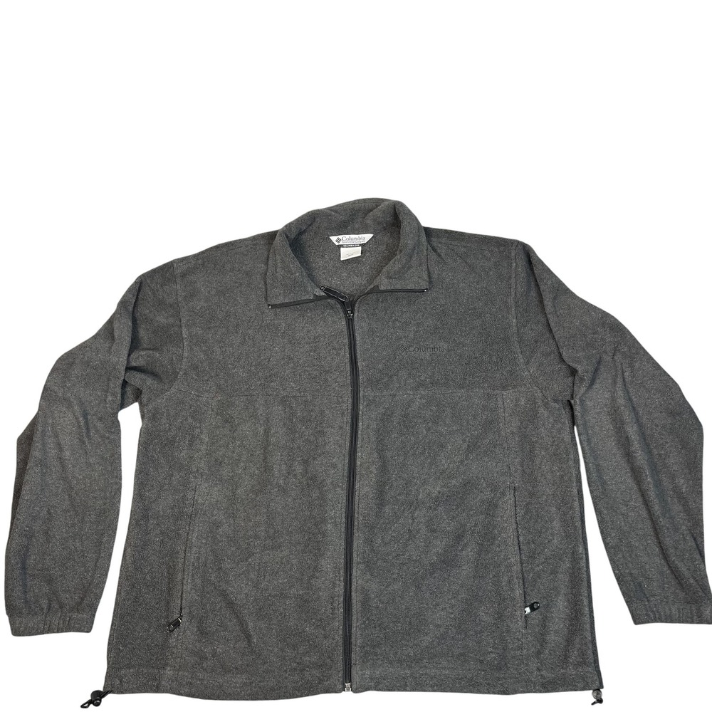 Columbia Jacket Mens XL Gray Fleece Full Zip Mock Neck Pockets Outdoor
